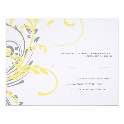 Yellow and Gray Double Floral Wedding RSVP Custom Invites