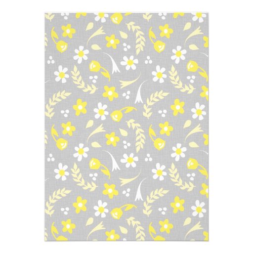 Yellow and Gray Floral Baby Shower Invitation