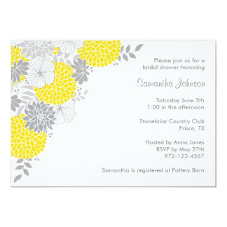 Bridal shower invitations yellow and gray