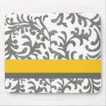 Yellow and Gray Floral Pattern mousepads