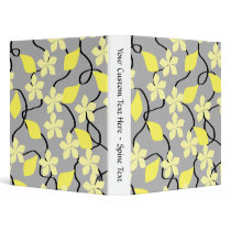 Yellow and Gray Flowers. Floral Pattern. Vinyl Binders
