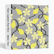 Yellow and Gray Flowers. Floral Pattern. Vinyl Binders