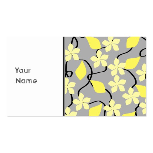 Yellow and Gray Flowers. Floral Pattern. Business Cards (front side)