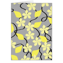 Yellow and Gray Flowers. Floral Pattern. Cards