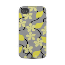 Yellow and Gray Flowers. Floral Pattern. Tough Iphone 4 Covers