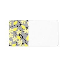 Yellow and Gray Flowers. Floral Pattern. Personalized Address Labels