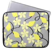 Yellow and Gray Flowers. Floral Pattern. Computer Sleeves