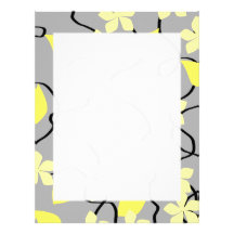 Yellow and Gray Flowers. Floral Pattern. Letterhead Design