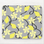 Yellow and Gray Flowers. Floral Pattern. Mousepad