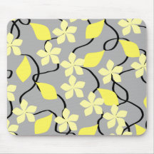 Yellow and Gray Flowers. Floral Pattern. Mousepad