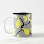 Yellow and Gray Flowers. Floral Pattern. Mugs