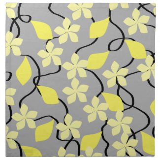 Yellow and Gray Flowers. Floral Pattern. mojo_napkin