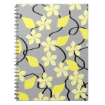 Yellow and Gray Flowers. Floral Pattern. Notebooks