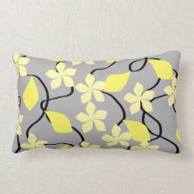 Yellow and Gray Flowers. Floral Pattern. Pillow