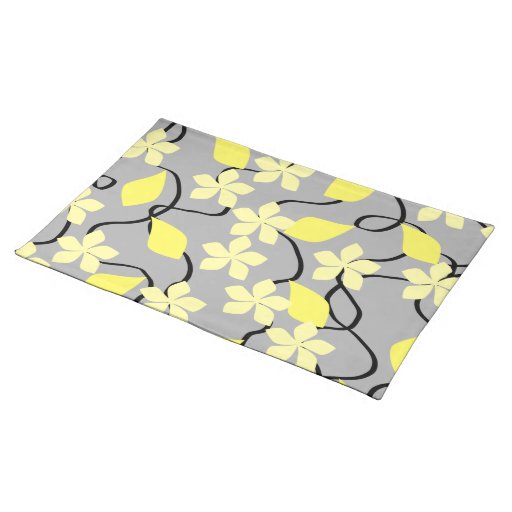 Yellow and Gray Flowers. Floral Pattern. Placemats