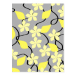 Yellow and Gray Flowers. Floral Pattern. Post Cards