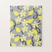 Yellow and Gray Flowers. Floral Pattern. Jigsaw Puzzles
