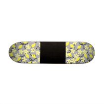 Yellow and Gray Flowers. Floral Pattern. Custom Skateboard