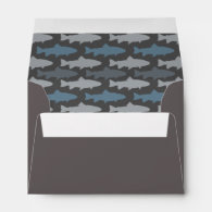 Yellow and Gray Fun Trout Fish Pattern Envelopes