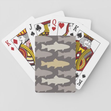 Yellow and Gray Fun Trout Fish Pattern Deck Of Cards
