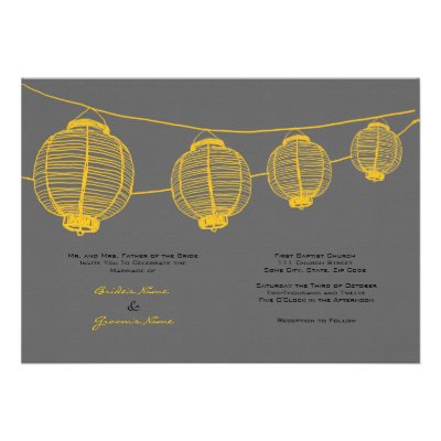 Yellow and Gray Lanterns Wedding Invitation