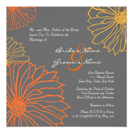 Yellow and Gray Mum Flowers Wedding Invitation