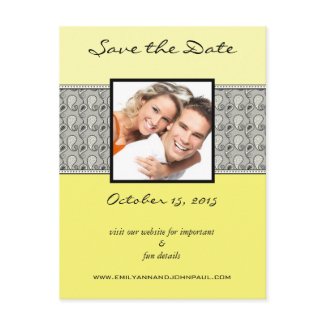 Yellow and Grey Paisley Save The Date Your Photos postcard