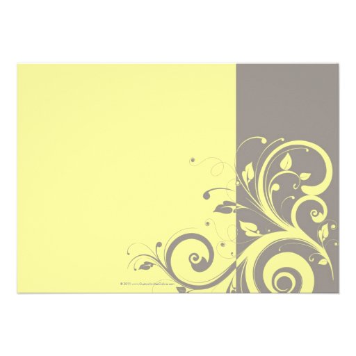 Yellow and Gray Reverse Swirl Wedding Invitations