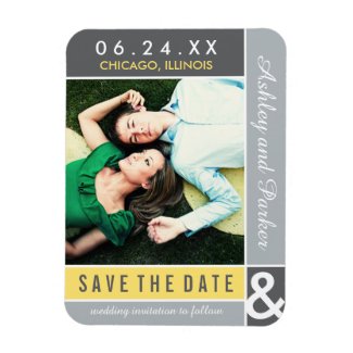 Yellow and Gray Save the Date | Modern Colorblock Magnet