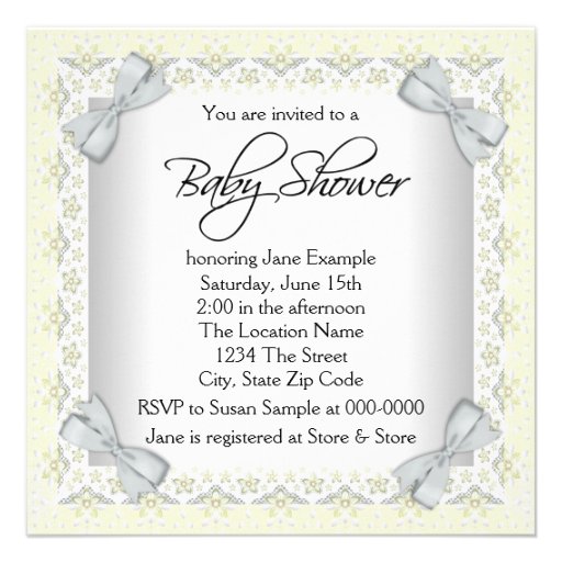 Yellow and Gray Vintage Baby Girl Shower Custom Invitations