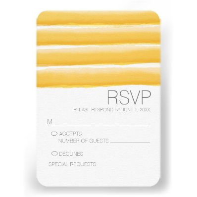 Yellow and Gray Watercolor Stripes Wedding RSVP Custom Invitation