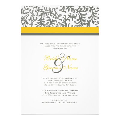 Yellow and Gray Wedding Invitation