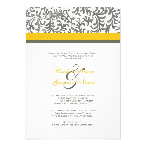 Yellow and Gray Wedding Invitation