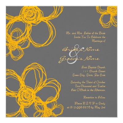 Yellow and Gray Wild Flowers Wedding Invitation