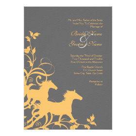 Yellow and Gray Wild Horses Wedding Invitation