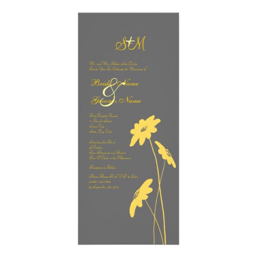 Yellow and Gray Wildflowers Wedding Invitation