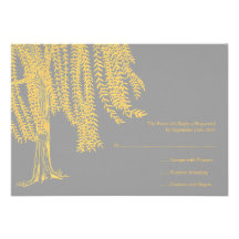 Yellow and Gray Willow Tree Wedding RSVP Personalized Invite
