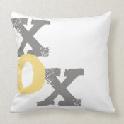 Yellow and Gray XOX throwpillow