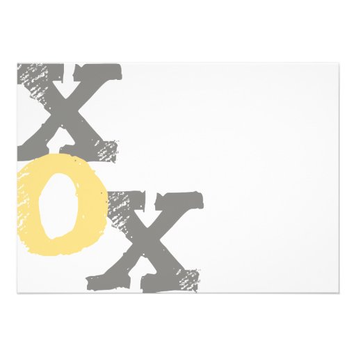 Yellow and Gray XOX Wedding Invitation