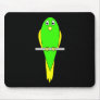 Yellow and Green Bird. Parakeet. Black Mousepad