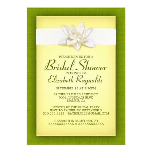 Yellow and Green Bridal Shower Invitations