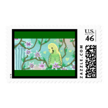 Yellow And Green Budgie Postage