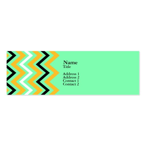 Yellow and Green Chevron Pattern Business Cards (front side)