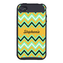 Yellow and Green Chevron Pattern iPhone 4 Covers
