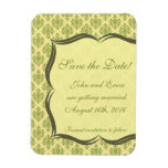 Yellow and Green Damask Save the Dates Flexible Magnet