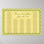 Yellow and Green Damask Seating Chart Posters