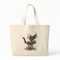 yellow and green fairy on mushroom bags by Ceyzpurplestang yellow and green fairy on mushroom bags