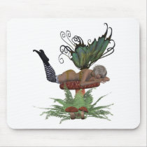 yellow and green fairy on mushroom mousepads by Ceyzpurplestang yellow and green fairy on mushroom mousepads
