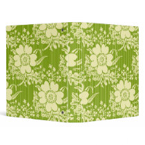 Yellow and Green Floral and Stripe Binder