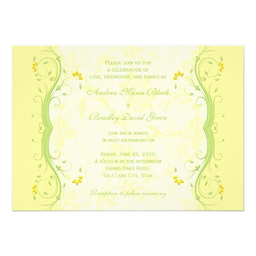 Yellow and Green Floral Wedding Invitation